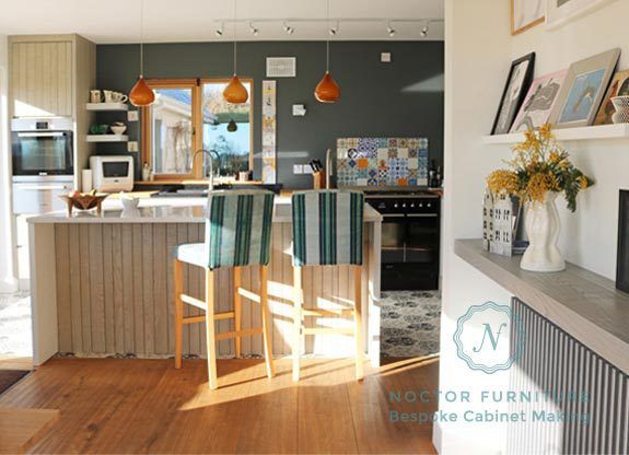 contemporary kitchens Island with High Chairs